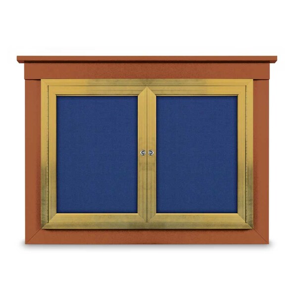 24"x36" 1-Door Enclosed Letterboard, Header, Green Felt/Walnut